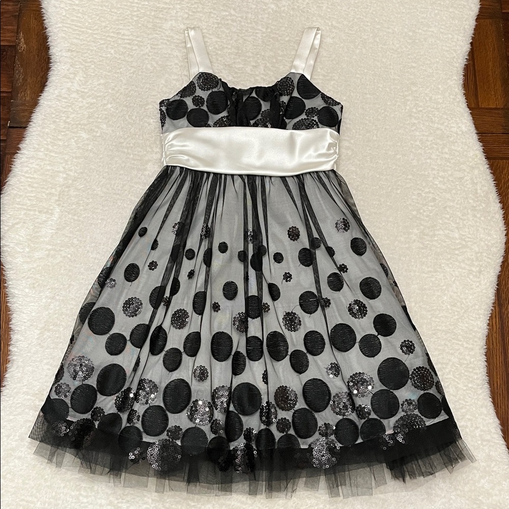 Rare Editions Sequin Polka Dot Formal Dress